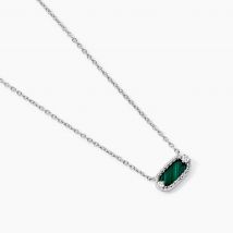 Collier Serafine Argent Blanc Malachite Oxyde De Zirconium - Pour Femme - Pierre en Malachite de forme Rectangle - Motif Rectangle - Histoire d'Or