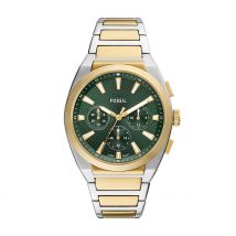 Montre Fossil Everett Vert - Boîtier Bicolore - Cadran Vert - Bracelet Bicolore Doré / Blanc - Mécanisme en Quartz - Pour Homme - Histoire d'Or