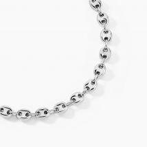 Collier Carrus Maille Grain De Cafe Argent Blanc - Pour Homme - Histoire d'Or