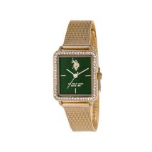 Montre U.s. Polo Assn. Vert - Boîtier Jaune - Cadran Vert - Bracelet Doré - Mécanisme en Quartz - Pour Femme - Histoire d'Or