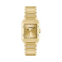 Montre Hugo Thrive Analog Doré - Boîtier Jaune - Cadran Champagne - Bracelet Doré - Mécanisme en Quartz - Pour Homme - Histoire d'Or