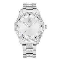 Montre Tommy Hilfiger Th85 Crystals Blanc - Boîtier Blanc - Cadran Blanc - Bracelet Argenté - Mécanisme en Quartz - Pour Femme - Histoire d'Or