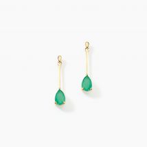 Boucles D'oreilles Pendantes Goutte Or Jaune Emeraude - Pour Femme - Pierre en Emeraude de forme Poire - Motif Goutte - Histoire d'Or