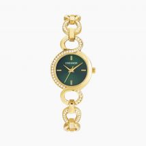 Montre Codhor Sarah Vert - Boîtier Jaune - Cadran Vert - Bracelet Doré - Mécanisme en Quartz - Pour Femme - Histoire d'Or