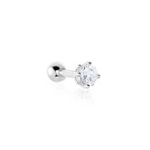 Piercing D'oreilles Joanina 2 Or Blanc Oxyde - Pour Femme - Pierre en Oxyde de Zirconium de forme Ronde - Histoire d'Or