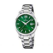 Montre Festina Swiss Made 37,5 Vert - Boîtier Blanc - Cadran Vert - Bracelet Argenté - Mécanisme en Quartz - Pour Homme - Histoire d'Or