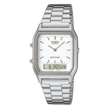 Montre Casio Collection Vintage Blanc - Boîtier Argenté - Cadran Blanc - Bracelet Argenté - Mécanisme en Quartz - Pour Unisex - Histoire d'Or