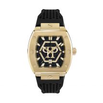 Montre Philipp Plein The Hexagon Phantom Noir - Boîtier Jaune - Cadran Noir - Bracelet Noir - Mécanisme en Quartz - Pour Homme - Histoire d'Or
