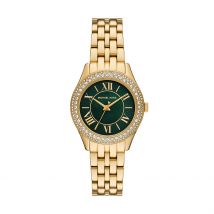 Montre Michael Kors Harlowe Vert - Boîtier Jaune - Cadran Vert - Bracelet Doré - Mécanisme en Quartz - Pour Femme - Histoire d'Or