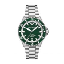 Montre Emporio Armani Vert - Boîtier Blanc - Cadran Vert - Bracelet Argenté - Mécanisme en Automatique - Pour Homme - Histoire d'Or
