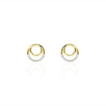 Boucles D'oreilles Puces Atlanta Or Jaune Diamant - Pour Femme - Histoire d'Or