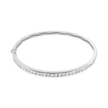 Bracelet Jonc Alane Or Blanc Oxyde De Zirconium - Pour Femme - Pierre en Oxyde de Zirconium de forme Ronde - Histoire d'Or