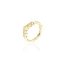 Piercing D'oreille Or Jaune Ailanta Oxydes De Zirconium - Pour Femme - Pierre en Oxyde de Zirconium de forme Ronde - Histoire d'Or