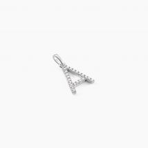 Pendentif Klementine Or Blanc Oxyde De Zirconium - Pour Femme - Pierre en Oxyde de Zirconium de forme Ronde - Motif A - Histoire d'Or
