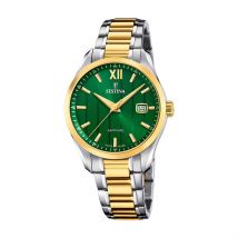 Montre Festina Swiss Made Vert - Boîtier Bicolore - Cadran Vert - Bracelet Bicolore Doré / Blanc - Mécanisme en Quartz - Pour Homme - Histoire d'Or