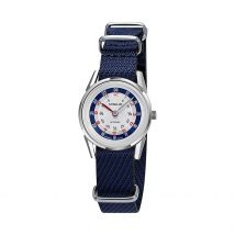 Montre Lip Mini Argenté - Boîtier Blanc - Cadran Argenté - Bracelet Bleu - Mécanisme en Quartz - Pour Famille - Histoire d'Or