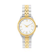 Montre O Watch Awesome Blanc - Boîtier Blanc - Cadran Blanc - Bracelet Bicolore Doré / Blanc - Mécanisme en Quartz - Pour Femme - Histoire d'Or