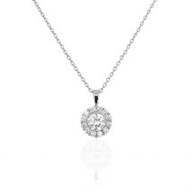 Collier Princess Argent Blanc Oxyde De Zirconium - Pour Femme - Pierre en Oxyde de Zirconium de forme Ronde - Motif Cercle - Histoire d'Or