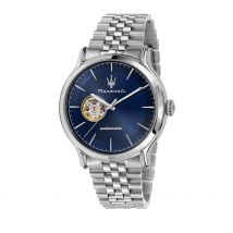Montre Maserati Epoca Bleu - Boîtier Blanc - Cadran Blanc - Bracelet Argenté - Mécanisme en Automatique - Pour Homme - Histoire d'Or