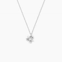Collier Amalthee Argent Blanc Oxyde De Zirconium - Pour Femme - Pierre en Oxyde de Zirconium de forme Ronde - Motif Zodiaque-Cancer - Histoire d'Or