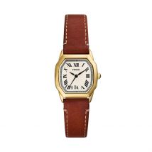 Montre Fossil Harlow Crème - Boîtier Jaune - Cadran Tricolore - Bracelet Marron - Mécanisme en Quartz - Pour Femme - Histoire d'Or