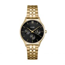 Montre Cluse Minuit Multifonction Noir - Boîtier Jaune - Cadran Noir - Bracelet Doré - Mécanisme en Quartz - Pour Femme - Histoire d'Or