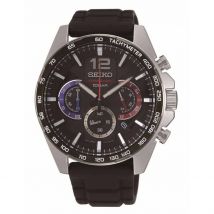 Montre Seiko Sport Noir - Boîtier Blanc - Cadran Noir - Bracelet Noir - Mécanisme en Quartz - Pour Homme - Histoire d'Or