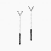 Boucles D'oreilles Pendantes Rachel Or Blanc Diamant - Pour Femme - Pierre en Diamant de forme Ronde - Histoire d'Or