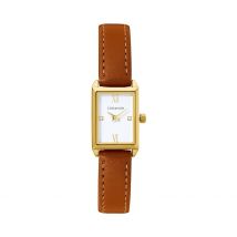 Montre Codhor Suzy Blanc - Boîtier Jaune - Cadran Blanc - Bracelet Marron - Mécanisme en Quartz - Pour Femme - Histoire d'Or