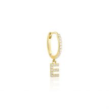 Créole Unitaire Léria Or Jaune Oxydes De Zirconium - Pour Femme - Pierre en Oxyde de Zirconium de forme Ronde - Motif E - Histoire d'Or