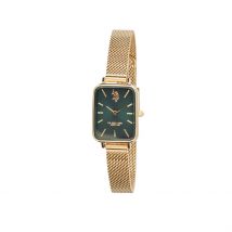 Montre U.s. Polo Assn. Vert - Boîtier Jaune - Cadran Vert - Bracelet Doré - Mécanisme en Quartz - Pour Femme - Histoire d'Or
