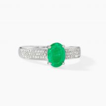 Bague Crista Or Blanc Emeraude Et Diamant - Pour Femme - Pierre en Emeraude de forme Ovale - Histoire d'Or