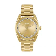 Montre Hugo Bright Doré - Boîtier Jaune - Cadran Champagne - Bracelet Doré - Mécanisme en Quartz - Pour Homme - Histoire d'Or
