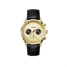 Montre Cluse Antheor Multifonction Doré - Boîtier Jaune - Cadran Champagne - Bracelet Noir - Mécanisme en Quartz - Pour Homme - Histoire d'Or