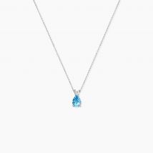 Collier Teresa Or Blanc Topaze Et Diamant - Pour Femme - Pierre en Topaze de forme Poire - Motif Goutte - Histoire d'Or