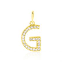 Pendentif Lettre G Or Jaune Oxyde - Pour Famille - Pierre en Oxyde de Zirconium de forme Ronde - Motif G - Histoire d'Or