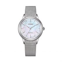 Montre Citizen L Nacre Blanche - Boîtier Blanc - Cadran Bicolore - Bracelet Argenté - Mécanisme en Quartz - Pour Femme - Histoire d'Or