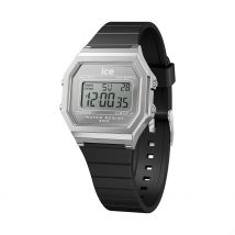 Montre Ice Watch Digit Retro Argente - Boîtier Blanc - Cadran Argenté - Bracelet Noir - Mécanisme en Quartz - Pour Famille - Histoire d'Or