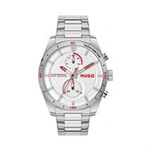 Montre Hugo Fast Blanc - Boîtier Blanc - Cadran Blanc - Bracelet Argenté - Mécanisme en Quartz - Pour Homme - Histoire d'Or