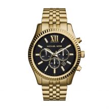 Montre Michael Kors Lexington Doré - Boîtier Jaune - Cadran Noir - Bracelet Doré - Mécanisme en Quartz - Pour Homme - Histoire d'Or
