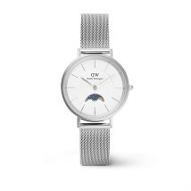 Montre Daniel Wellington Petite Moonphase Blanc - Boîtier Blanc - Cadran Blanc - Bracelet Argenté - Mécanisme en Quartz - Pour Femme - Histoire d'Or