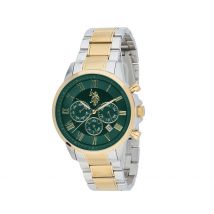 Montre U.s. Polo Assn. Vert - Boîtier Blanc - Cadran Vert - Bracelet Bicolore - Mécanisme en Quartz - Pour Homme - Histoire d'Or