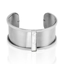 Bracelet Jonc Melvyna Acier Blanc Pierre De Synthese - Pour Femme - Pierre en Pierre d'Imitation de forme Ronde - Motif Rectangle - Histoire d'Or