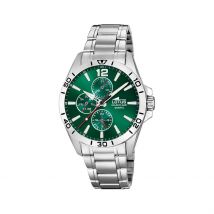 Montre Lotus Multifunction Vert - Boîtier Blanc - Cadran Vert - Bracelet Argenté - Mécanisme en Quartz - Pour Homme - Histoire d'Or
