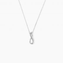 Collier Osanna Or Blanc Diamants - Pour Femme - Pierre en Diamant de forme Ronde - Motif Infini - Histoire d'Or