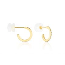 Créoles Or Jaune Brodie Oxyde De Zirconium - Pour Femme - Pierre en Oxyde de Zirconium de forme Ronde - Histoire d'Or