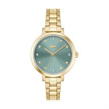 Montre Lacoste Riga - Boîtier Jaune - Cadran Vert - Bracelet Doré - Mécanisme en Quartz - Pour Femme - Histoire d'Or