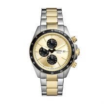 Montre Fossil Autocross Doré - Boîtier - Cadran Doré - Bracelet Bicolore Doré / Blanc - Mécanisme en Quartz - Pour Homme - Histoire d'Or