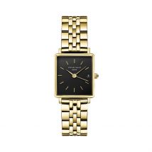Montre Rosefield Boxy Xs Noir - Boîtier Jaune - Cadran Noir - Bracelet Doré - Mécanisme en Quartz - Pour Femme - Histoire d'Or