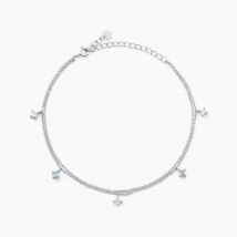 Chaîne De Cheville Heidi Argent Blanc Oxyde De Zirconium - Pour Femme - Pierre en Oxyde de Zirconium de forme Carré - Motif Carrée - Histoire d'Or